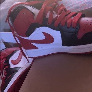 Jordan1s red,black& white